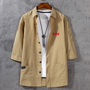 日系工装多袋款 宽松版中袖衬衫 911卡其