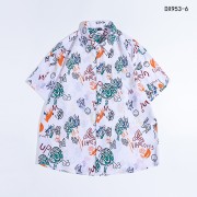 四面弹印花短袖衬衫男薄款港风休闲衬衫DX953-6