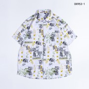 四面弹印花短袖衬衫男薄款港风休闲衬衫DX953-1