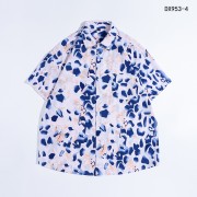 四面弹印花短袖衬衫男薄款港风休闲衬衫DX953-4