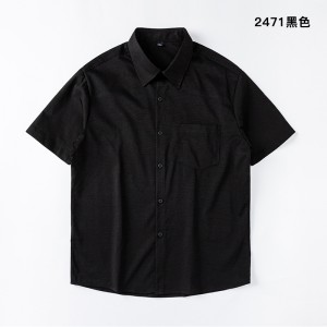 纯色宽松休闲短袖衬衫2471黑色