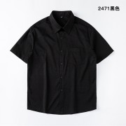纯色宽松休闲短袖衬衫2471黑色