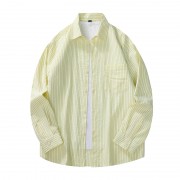 新款条纹宽松大码长袖衬衫 956-1绿细条