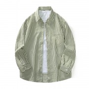 时尚宽松大码条纹衬衫休闲衬衫 957-1绿宽条