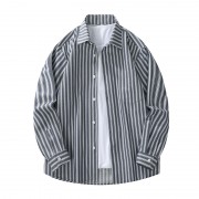 新款牛仔长袖宽松休闲衬衫 2601蓝宽条